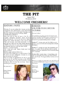 FRESHERS! EDITOR’S NOTE EVENTS (OR, YOUR ‘TO DO’ LIST for Welcome