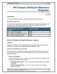 HIV Tropism Testing for Maraviroc Response
