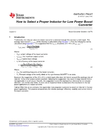How to Select a Proper Inductor for Low Power Boost Converter