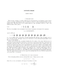 INFINITE SERIES 1. Introduction the Two Basic Concepts of Calculus