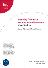 Learning from Cash Responses to the Tsunami Case Studies