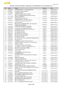 Of 42 Selection of Schools in Round 2 Applications for Establishment Of