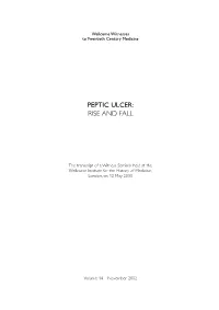 Peptic Ulcer: Rise and Fall