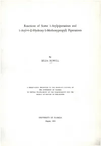 Reactions of Some 1-Arylpiperazines and 1-Aryl-4-(2-Hydroxy-3