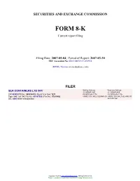 SEA CONTAINERS LTD /NY/ (Form: 8-K, Filing Date: 05/04/2007)