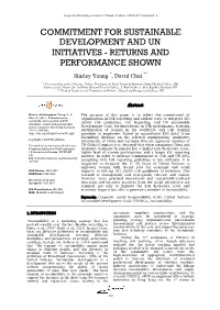 Commitment for Sustainable Development and Un Initiatives - Returns and Performance Shown