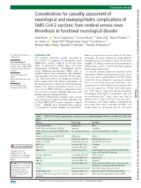 Considerations for Causality Assessment of Neurological And