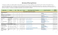 Directory of Local and Regional Planning Partners