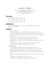 JEROME P. REITER Department of Statistical Science, Duke University Box 90251, Durham, NC 27708 Phone: 919 668 5227