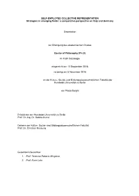SELF-EMPLOYED COLLECTIVE REPRESENTATION Strategies in Emerging Fields: a Comparative Perspective on Italy and Germany