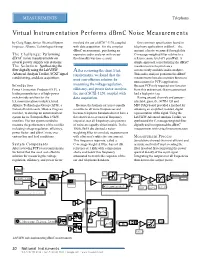 Virtual Instrumentation Performs Dbrnc Noise Measurements
