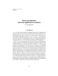 Basic Zeta Functions and Some Applications in Physics