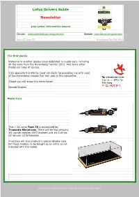 Lotus Drivers Guide Newsletter, Issue 55, Nuremberg 2012, Page 1