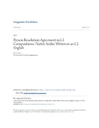 Native Arabic Writers in an L2 English Jon Cotner St Cloud State University, Jon@Sgelo.Com