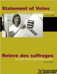 Statement of Votes Relevé Des Suffrages