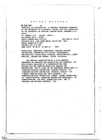 Computers and Universities.(A Workshop Conference
