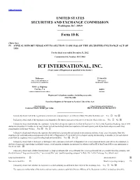 ICF INTERNATIONAL, INC. (Exact Name of Registrant As Specified in Its Charter)
