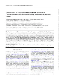 Occurrence of Crassulacean Acid Metabolism in Colombian Orchids