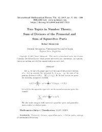 Sum of Divisors of the Primorial and Sum of Squarefree Parts