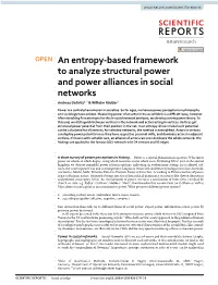 An Entropy-Based Framework to Analyze Structural Power and Power Alliances in Social Networks