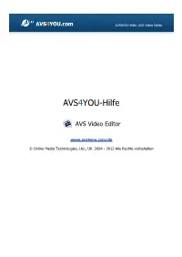 AVS4YOU-Hilfe: AVS Video Editor