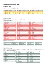 Central Utah Area Channel Guide Broadcast Basic