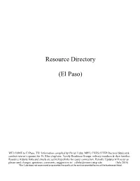 Resource Directory (El Paso)