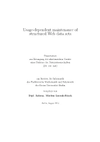 Usage-Dependent Maintenance of Structured Web Data Sets