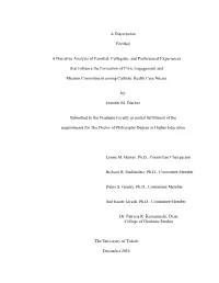 A Dissertation Entitled a Narrative Analysis of Familial, Collegiate, And