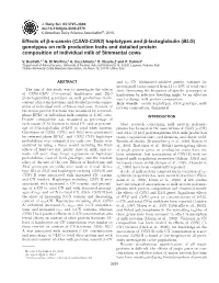Effects of B-K-Casein (CSN2-CSN3) Haplotypes and B-Lactoglobulin