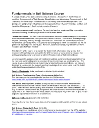 Fundamentals in Soil Science Course a Course Offered by the Soil Science Society of America