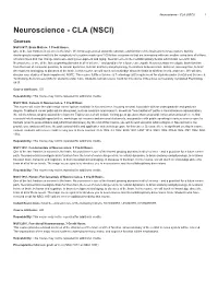Neuroscience - CLA (NSCI) 1