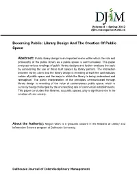 Becoming Public: Library Design and the Creation of Public Space