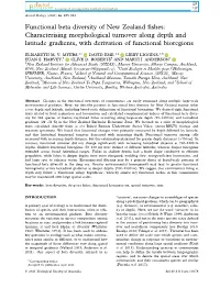 Functional Beta Diversity of New Zealand Fishes