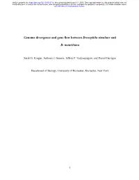 Genome Divergence and Gene Flow Between Drosophila Simulans And