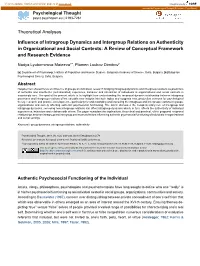 Influence of Intragroup Dynamics and Intergroup Relations On