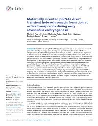 Maternally Inherited Pirnas Direct Transient Heterochromatin Formation