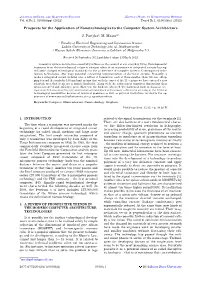 Prospects for the Application of Nanotechnologies to the Computer System Architecture