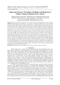 Sugarcane Farmers' Perception, Challenges and Response To