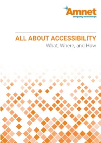 ABOUT ACCESSIBILITY What, Where, and How CONTENTS