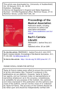Bach's Cantata Libretti PROFESSOR C