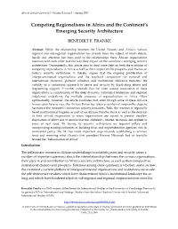 Competing Regionalisms in Africa and the Continent's Emerging Security