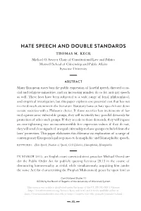 Hate Speech and Double Standards Thomas M