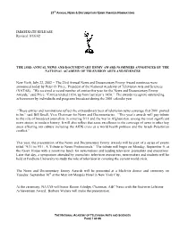 Nominations and Awards Were Determined on the Basis of Excellence with No Limitations As to Number of Areas
