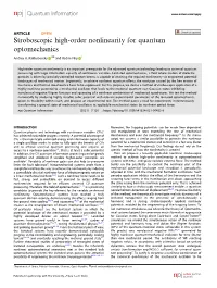 Stroboscopic High-Order Nonlinearity for Quantum Optomechanics ✉ Andrey A