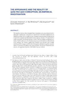 The Appearance and the Reality of Quid Pro Quo Corruption: an Empirical Investigation