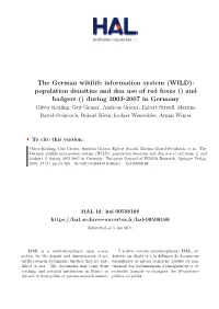 (WILD): Population Densities and Den Use of Red Foxes () and Badgers