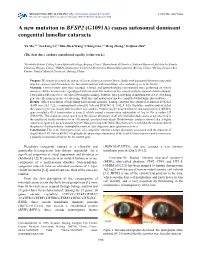 A New Mutation in BFSP2 (G1091A) Causes Autosomal Dominant Congenital Lamellar Cataracts