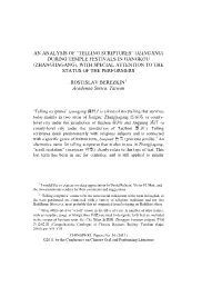 An Analysis of “Telling Scriptures” (Jiangjing) During Temple Festivals in Gangkou (Zhangjiagang), with Special Attention to the Status of the Performers