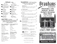 Brauhaus Take out Menu Spring Front